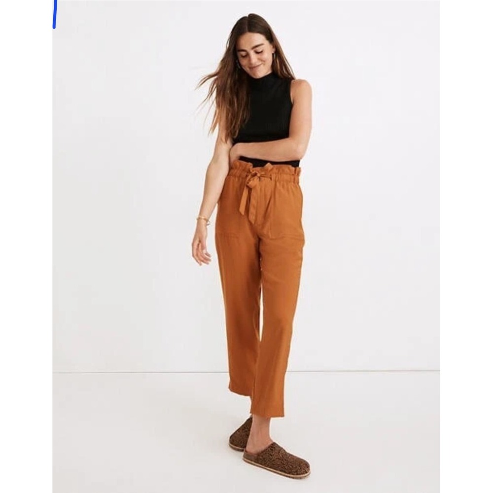 Madewell Pants Dunaway Paperbag Ankle Tie Waist Belted High Rise Burnt Orange M
